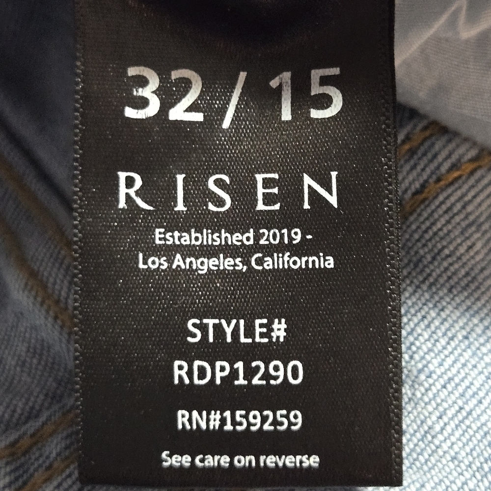 RISEN Womens High Rise Stretch Distressed Medium Wash Denim Jeans Size 15/32 - Picture 8 of 9